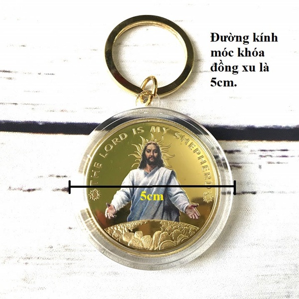 Móc khóa Xu Hình Chúa Mạ Vàng In Màu - SP002388